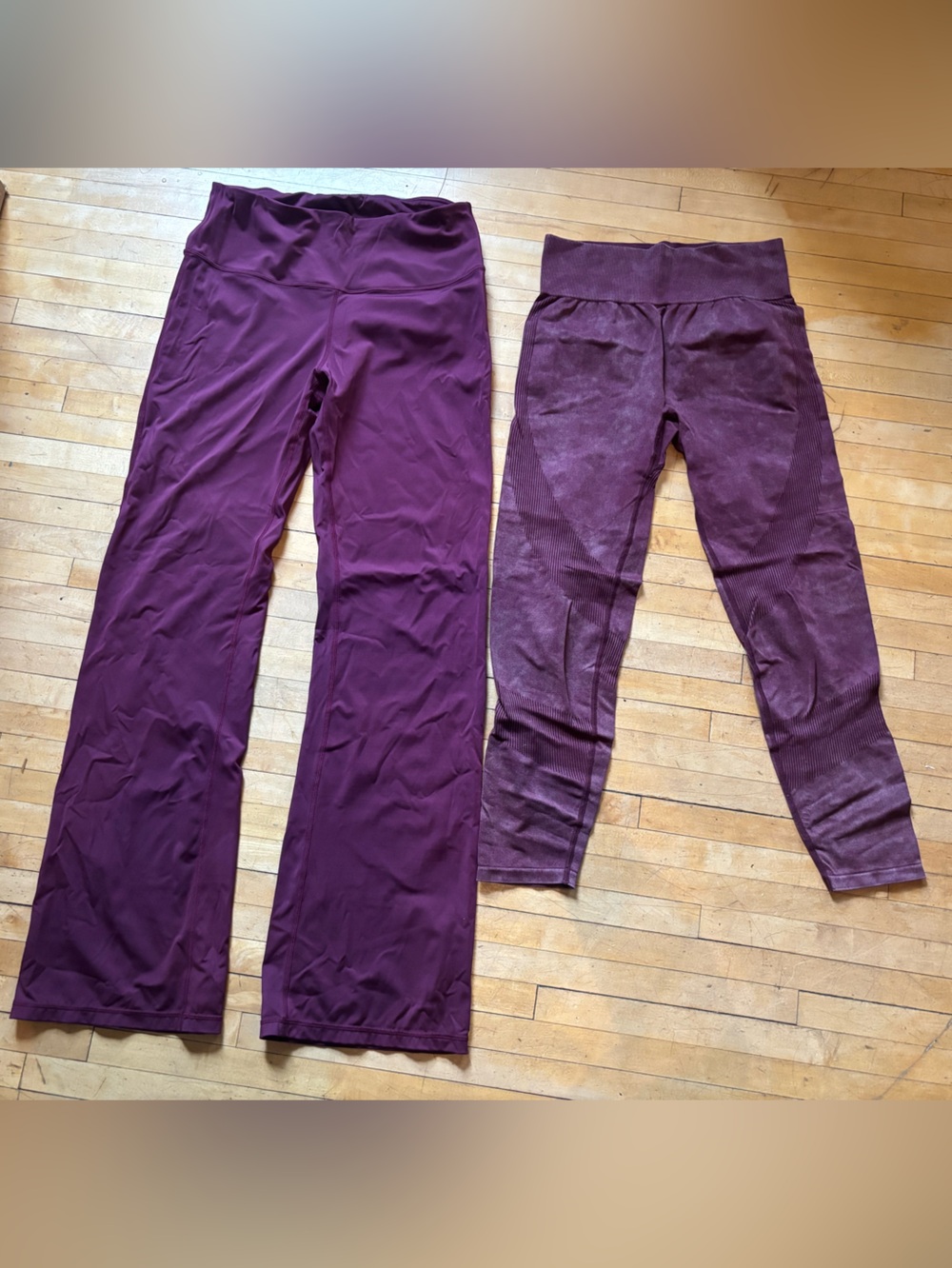 Set of 2 Burgundy Active Leggings - Comfortable Stretch Bottoms